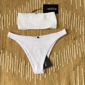 White Crinkle Cheeky Bikini